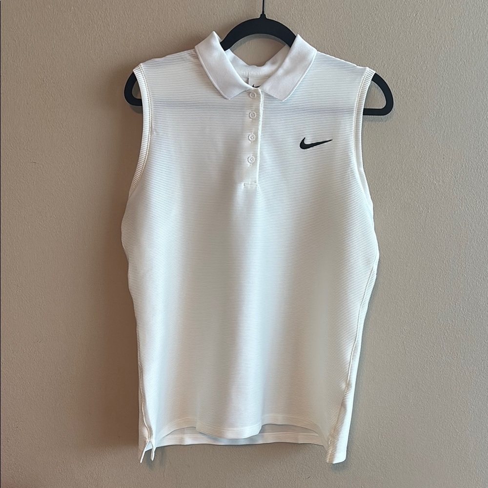 Nike Dri-Fit Women's Golf White Sleeveless Polo Top Style FD6708-100